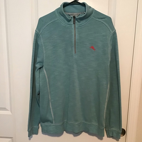 Tommy Bahama Mens Tobago Bay 1/4 Zip Sweatshirt Lt Blue Sz Large - NWOT - Picture 1 of 3
